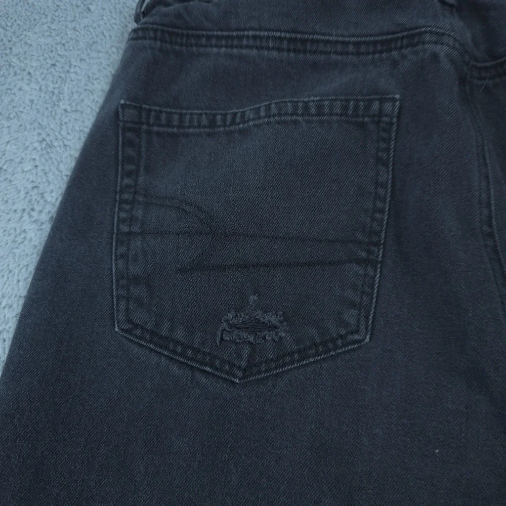 American Eagle Jeans Mens 32x26 Black Straight Distressed Stretch Denim